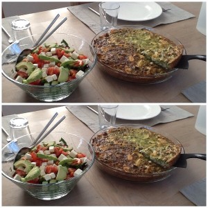 Kyllingetærte med spinat, pinjekerner, ricottaost og parmesan.